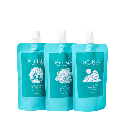 Selkia Skincare Refill Pack - Save on Cleanser, Tonic, and Balm