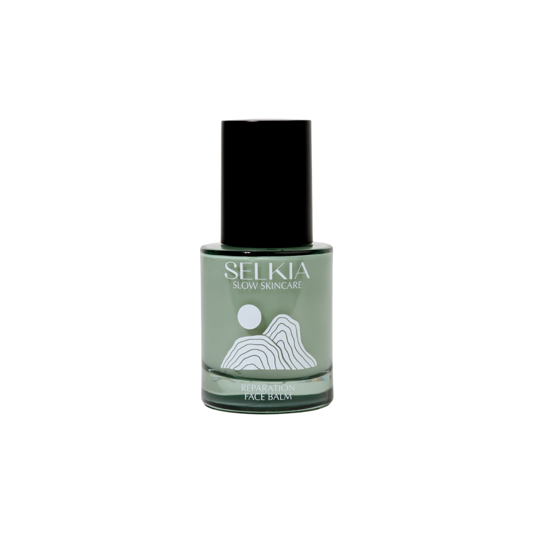 Selkia Réparation hydrating face balm with aloe vera, hyaluronic acid and Australian Mountain Pepper for dry and sensitive skin.