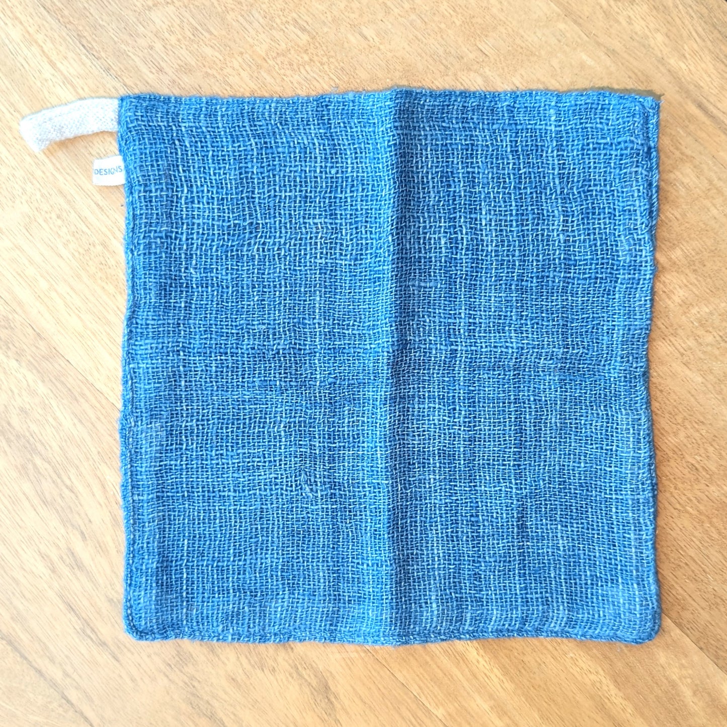 Handwoven 100% Cotton Face Washer in Indigo - Selkia & Loom Collaboration